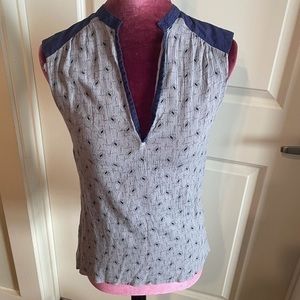 Silence and Noise Blue and Gray V-neck Tank SZ M